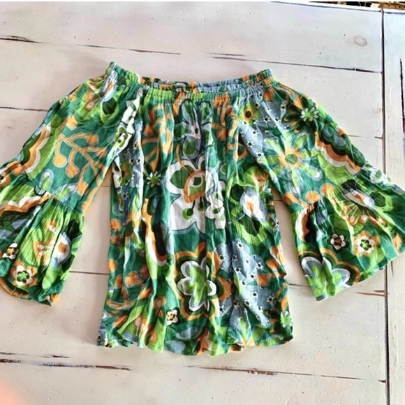 Anthropologie Off-The-Shoulder Bohemian Floral Top Size Small Raga Boho Top NWT - Picture 9 of 11